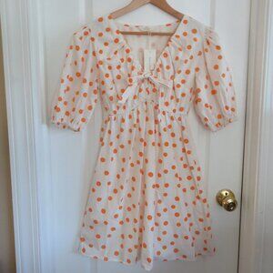 NWT Sim & Sam Orange Polka Dot Summer Dress Junior Sz L